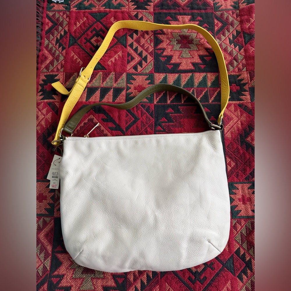 Talbots White Shoulder Bag with Yellow and Green Straps